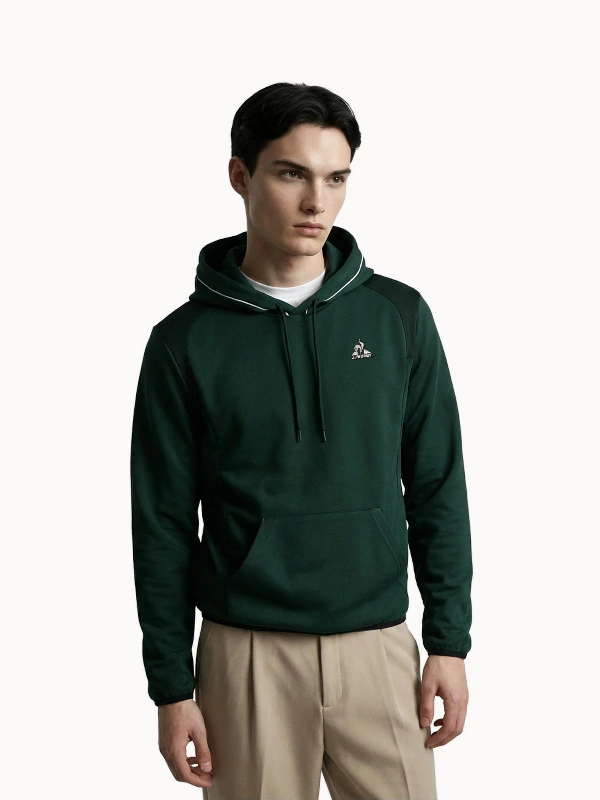 Sweat à capuche Coq d'argent en jersey double texturés