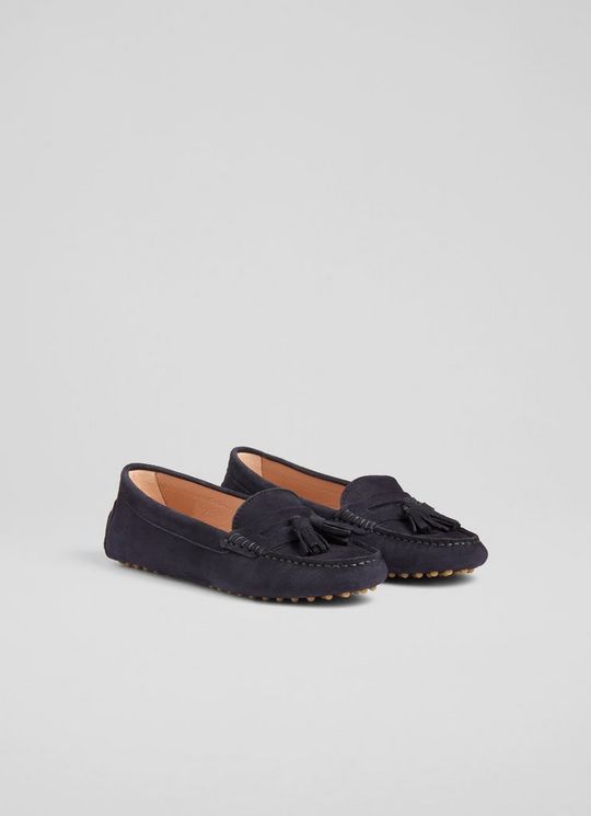 Leslie Navy Blue Mocasin Leather Tassel Loafer