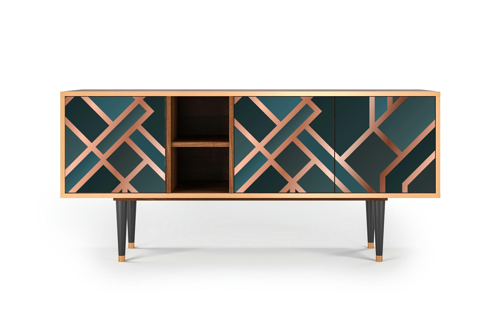 BRONZE CROSSROAD - Meuble TV  bleu-vert 3 tiroirs L 150 cm