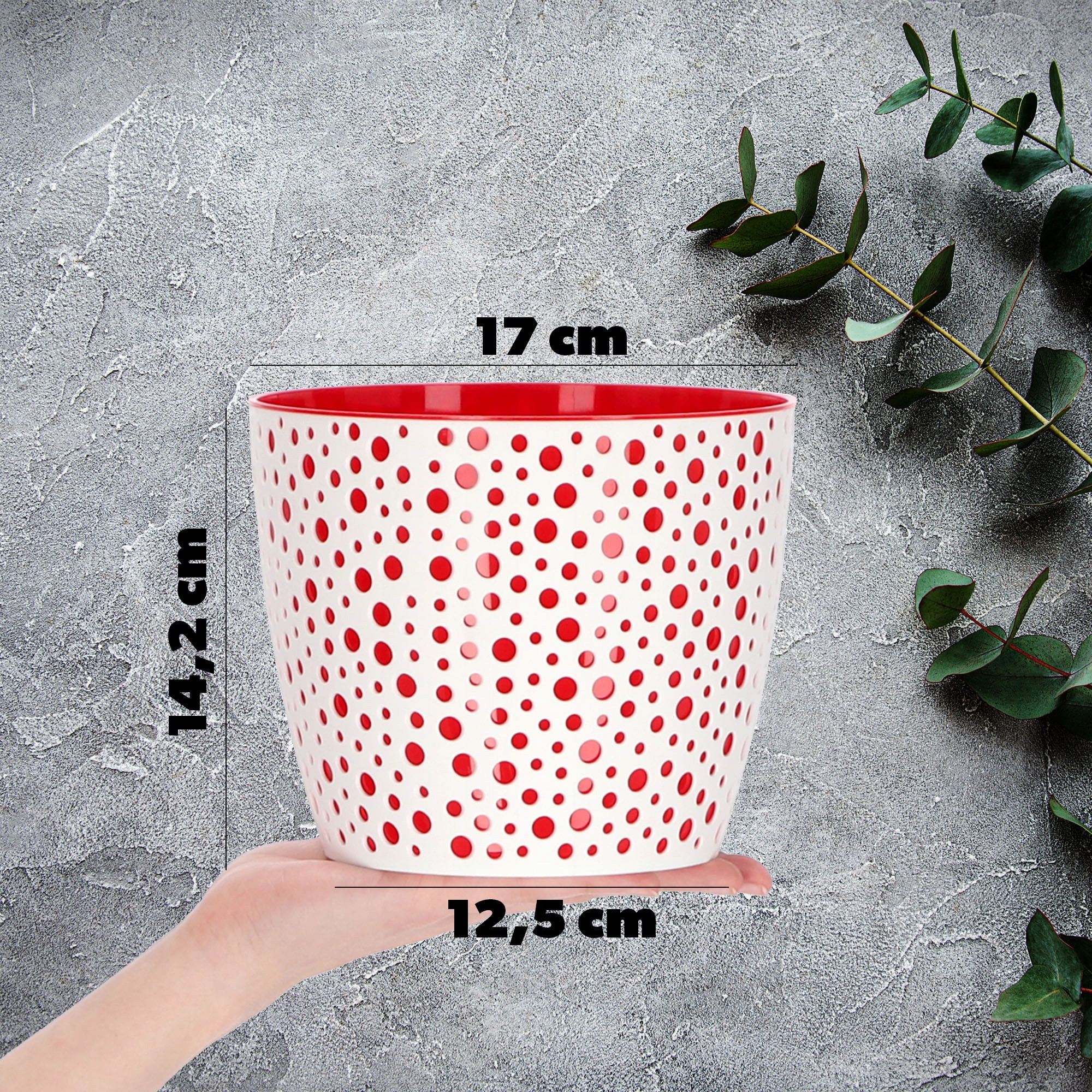 Doniczka Osłonka Okrągła Na Kwiaty Czerwona 17cm