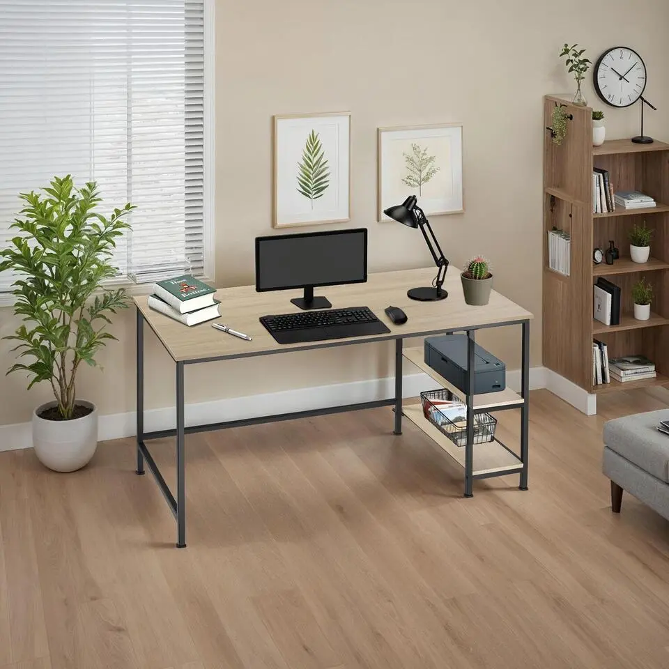 tectake Bureau Canton 120x60x75,5cm, Industrieel Licht Hout, Eiken Sonoma