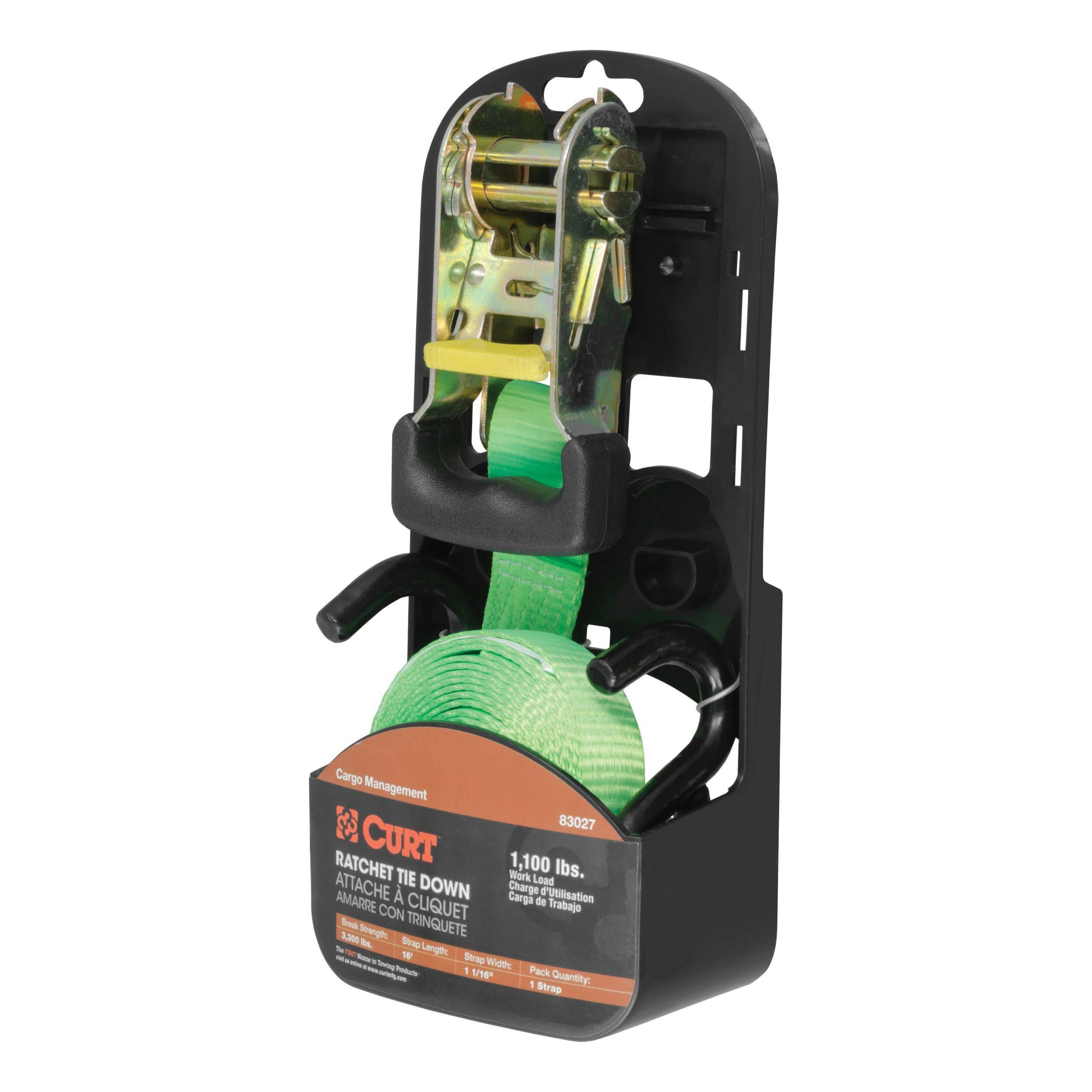 CURT 16-ft Lime Green Cargo Strap with S-Hooks (1,100-lb)
