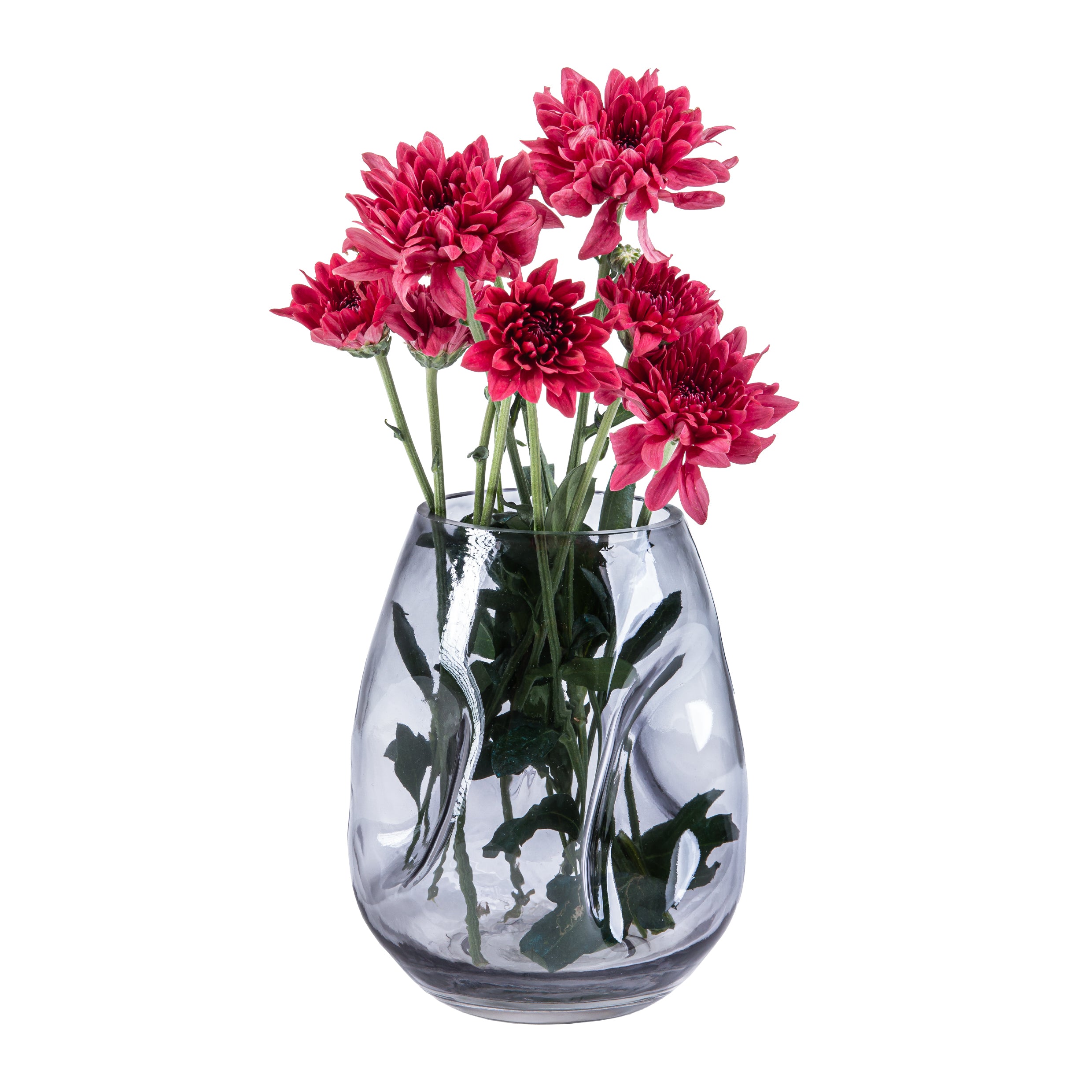 QUVIO Vaas ingedeukt – Maat S – Glas – Grijs