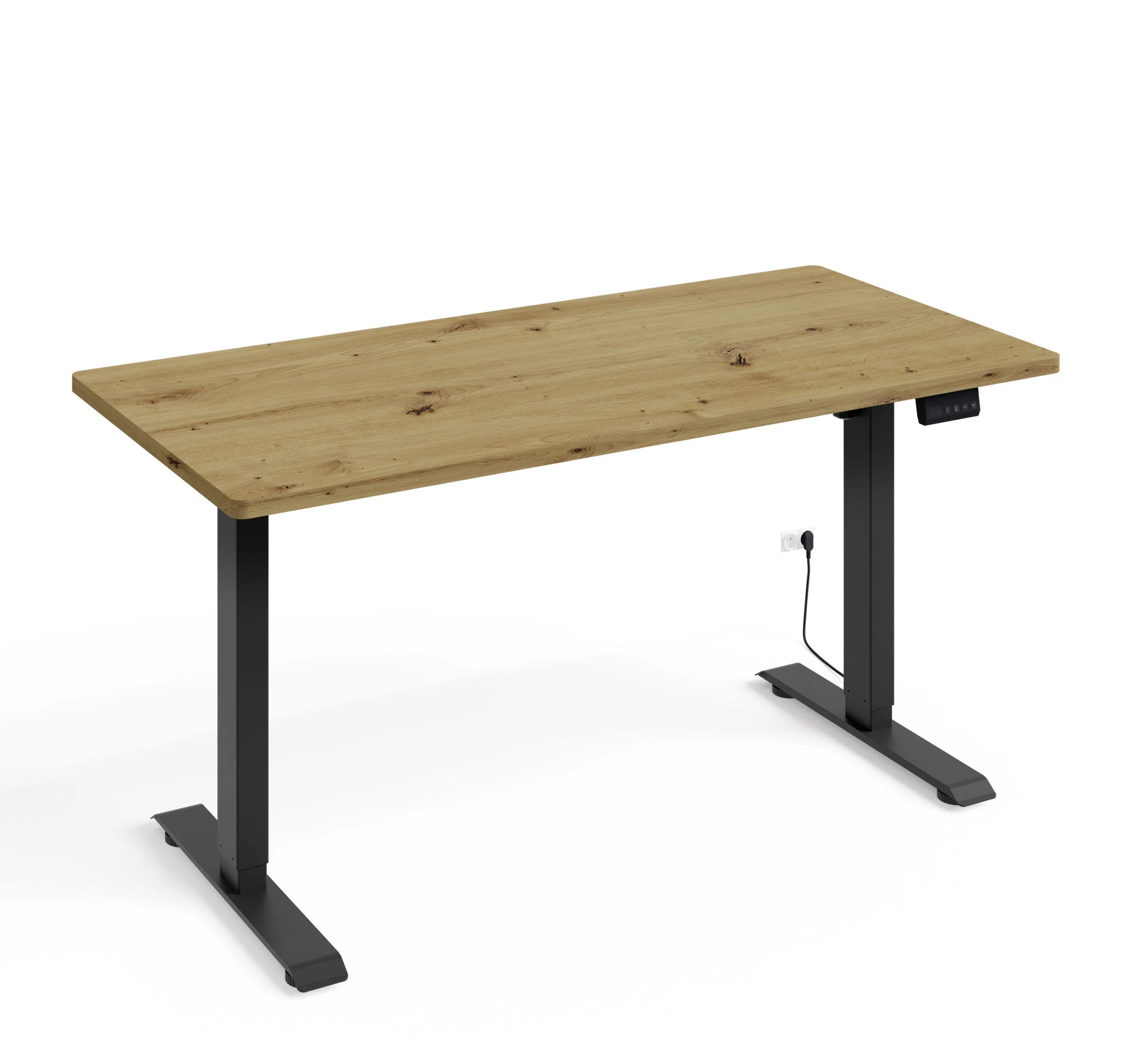 Biurko elektryczne BIMOTION 1S z regulacją 120x65x2,5 cm czarny/dąb artisan