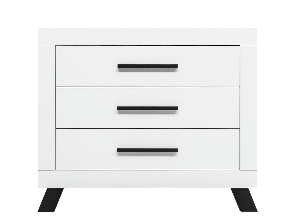 JUNO - Commode avec 3 tiroirs en MDF et panneaux de particules blanc