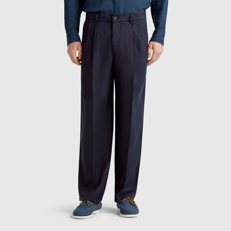 Wide chinos in pure linen