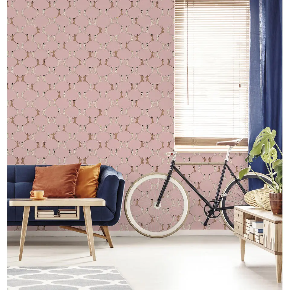 Walls4You behang menselijke silhouetten roze en bruin - 53 cm x 10 m