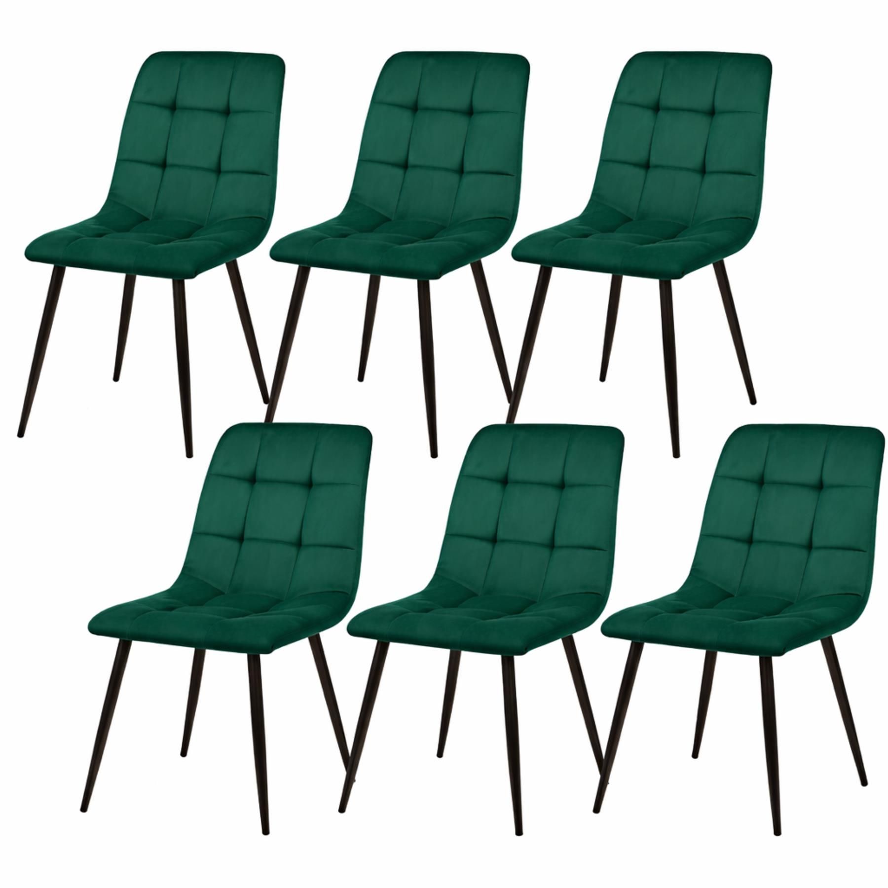 KOSY KOALA Modern Dining Table with 6 green velvet tufted Chairs