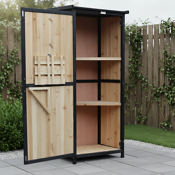 Armoire de jardin Arbour 69x52x142cm avec étagères et table pliable