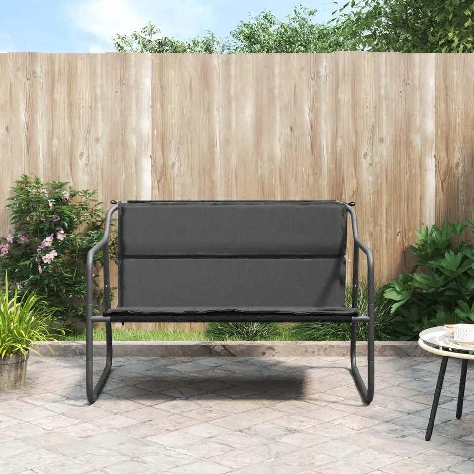 vidaXL - 2-zits Tuinbank met kussen antracietkleurig - staal - 110x70x74 cm