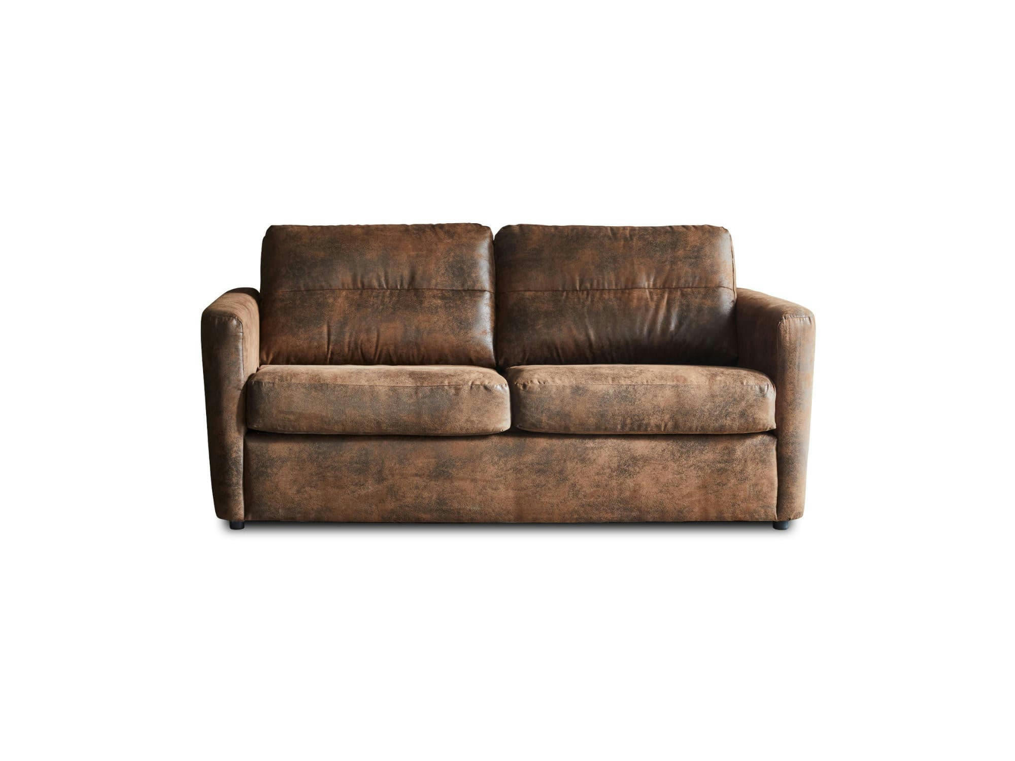 AUSTIN - Canapé droit convertible 3 places en microfibre marron