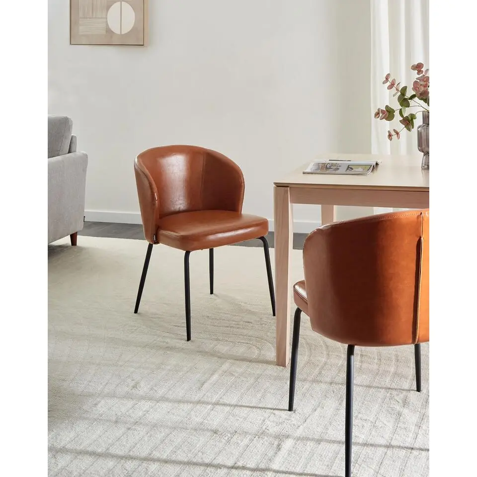 ZANA - Eetkamerstoel set van 2 - Goudbruin - Kunstleer