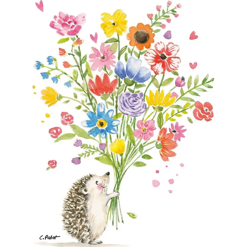 Serviette 20er-Set Hedgehog with flowers