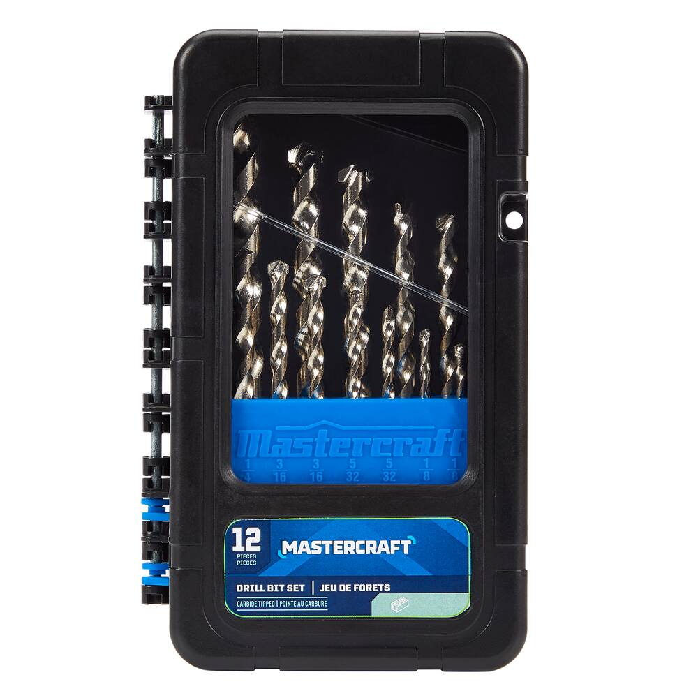Mastercraft Carbide Tipped Drill Bit Set for Masonry, Stone, 12-pc