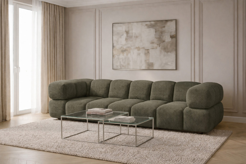 Sofa czteroosobowa, strukturalna tkaninaSonic, Zielony, Averro