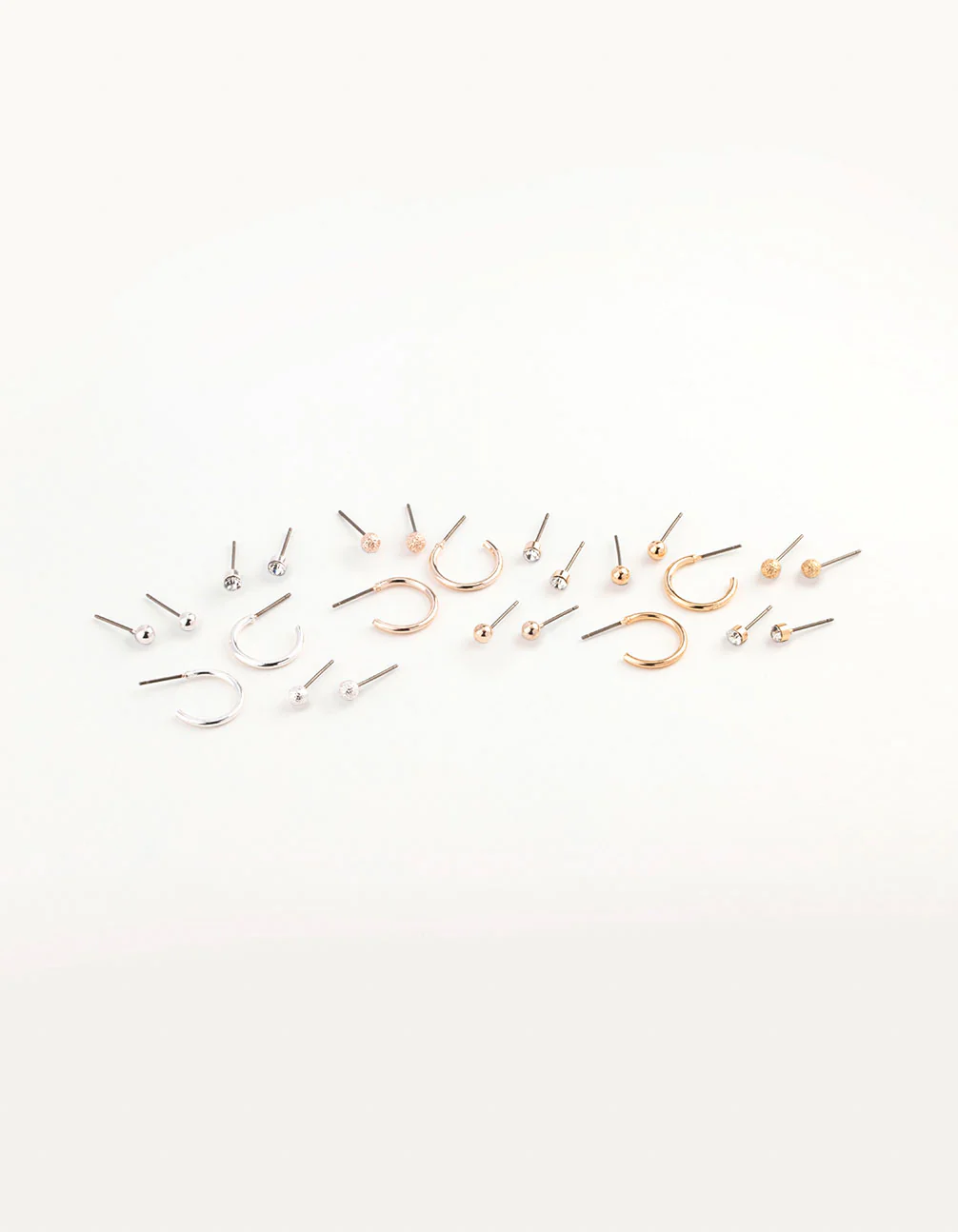 Mixed Metal Sandblast Stud & Hoop Earring 12-Pack