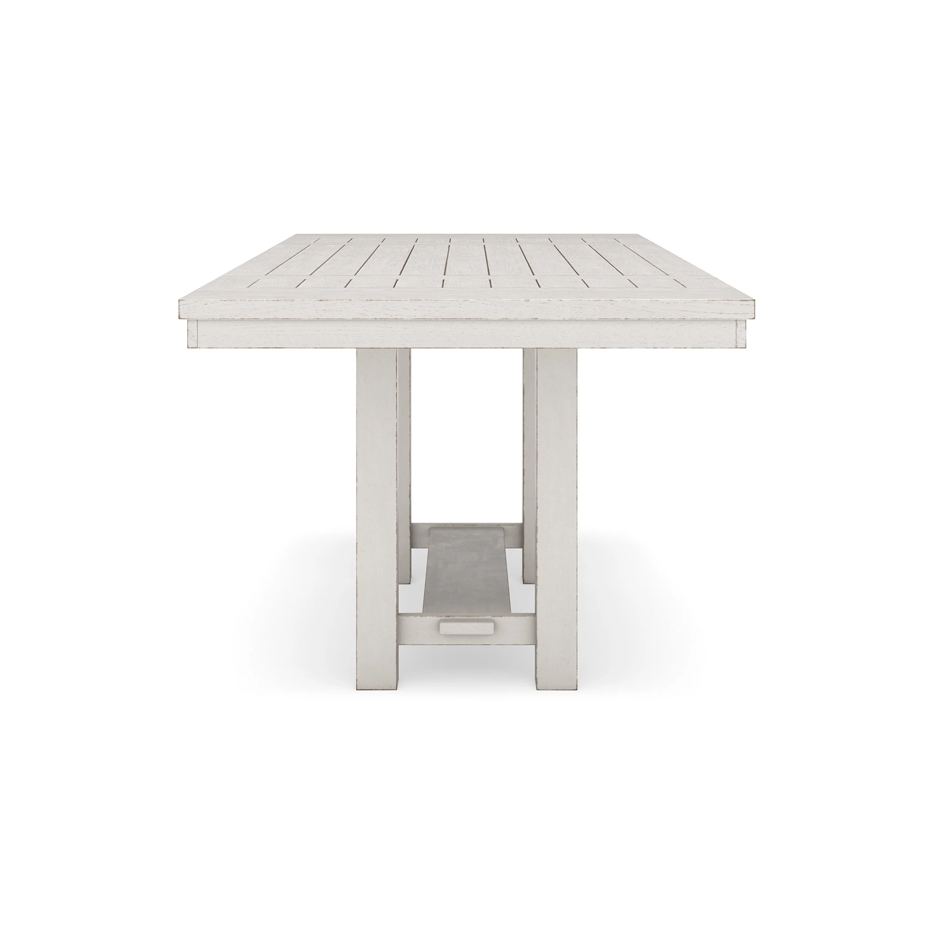 Fleur Counter Table with 2 Extension Leaves, White Wood, 62-86 Inch