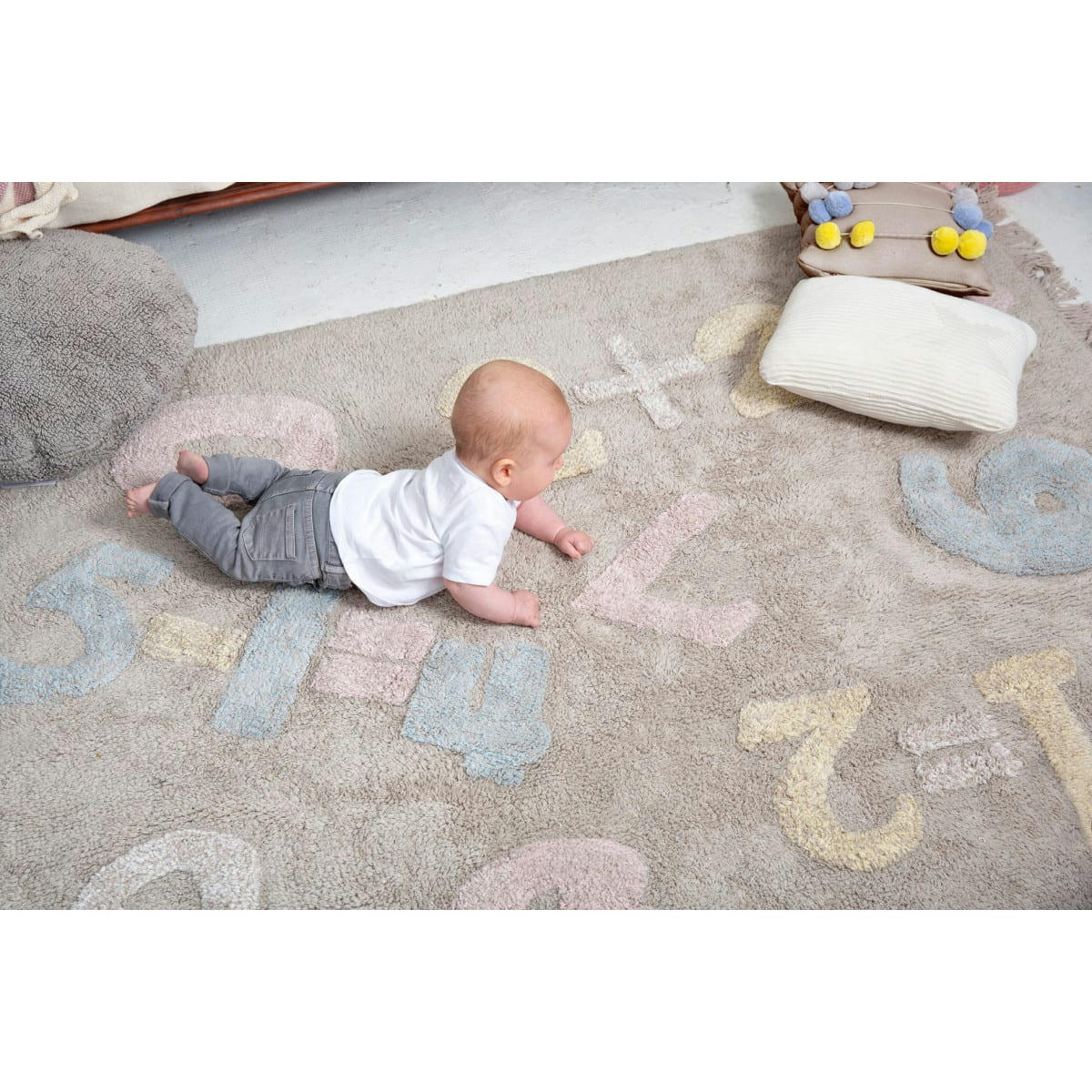 CHIFFRES - Tapis coton lavable chiffres bébé 120x160cm