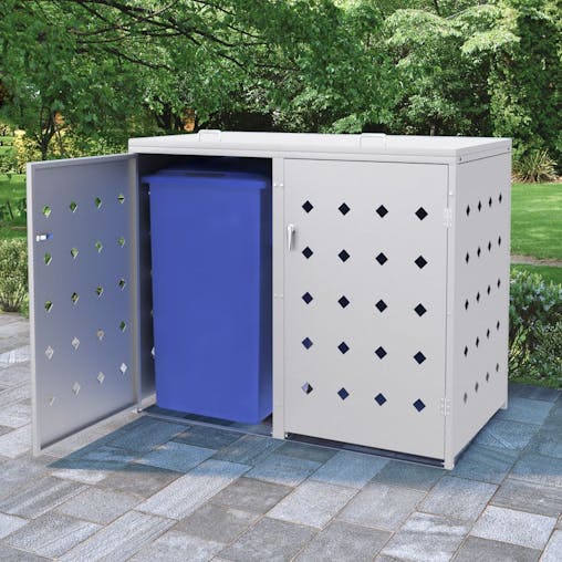 NNEVL Double Wheelie Bin Shed 240 L Stainless Steel