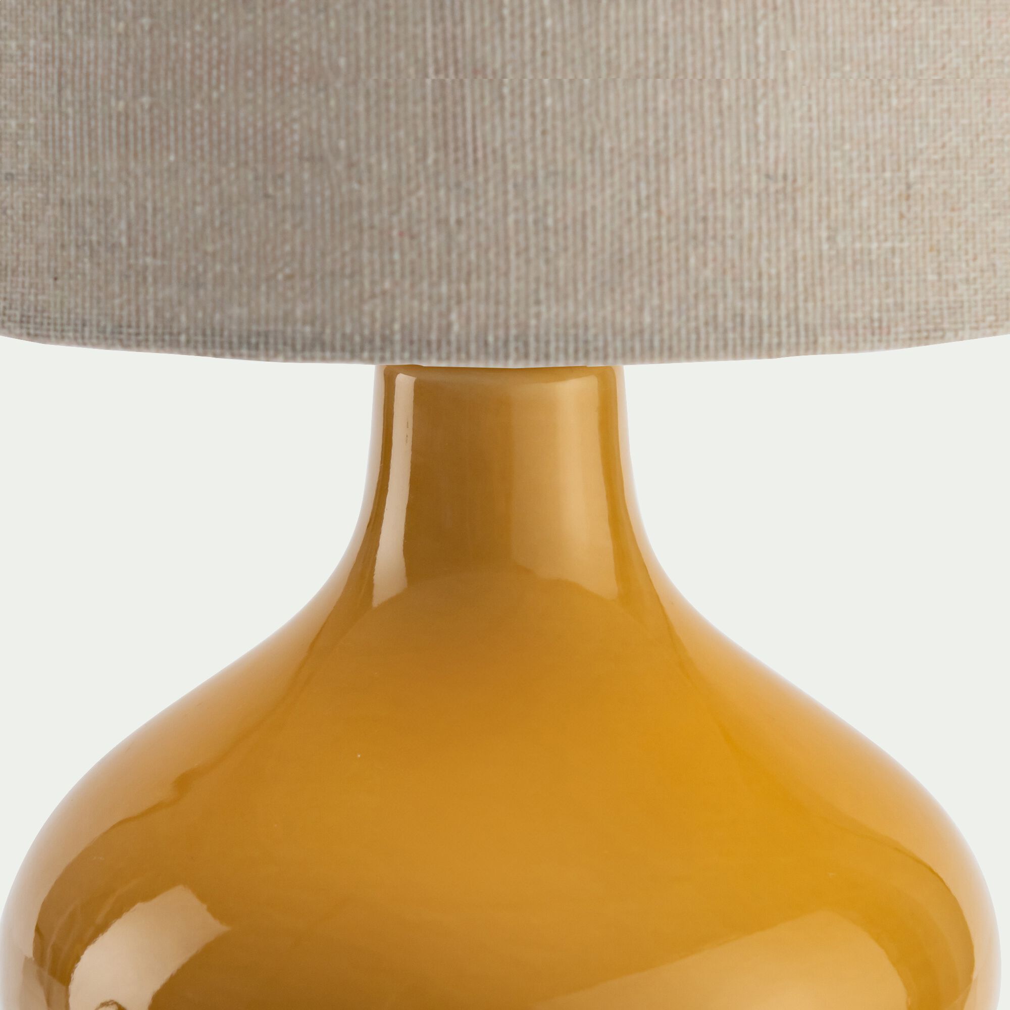 CLEON - Lampe à poser électrifiée en céramique et lin - jaune argan