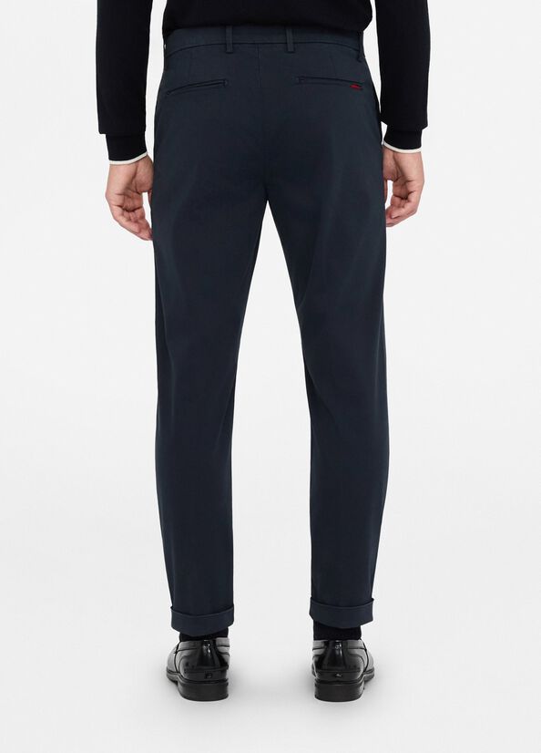 Pantaloni chino in raso con risvolto