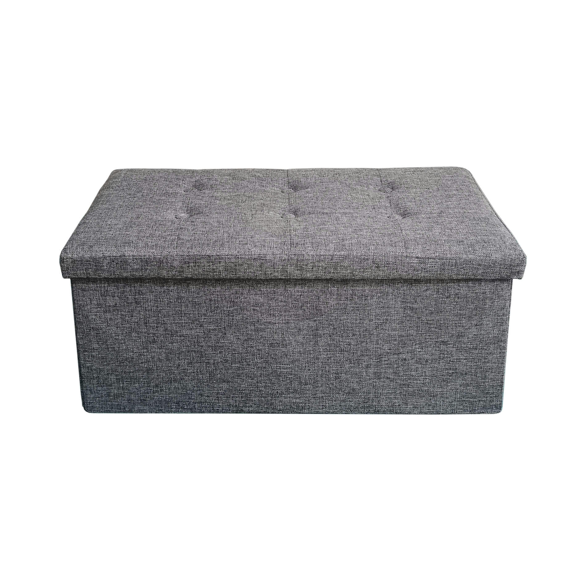 - Repose-pieds banquette pliant en fibre de bois et tissu gris
