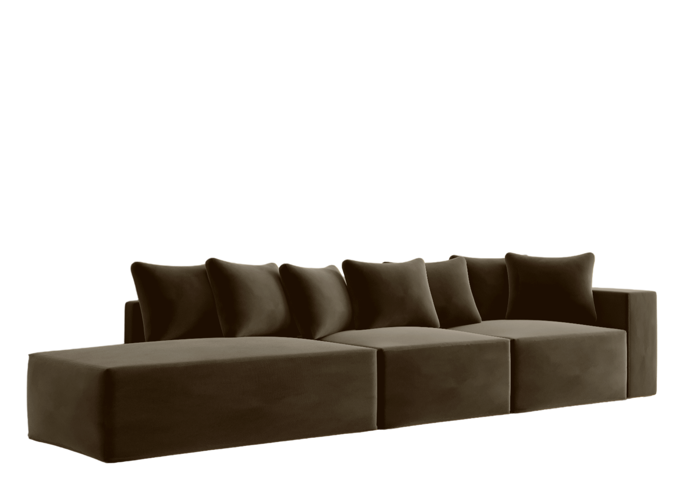 Sofa Modułowa Prawostronna SUGOI Brązowa do Salonu Elegancka Nowoczesna