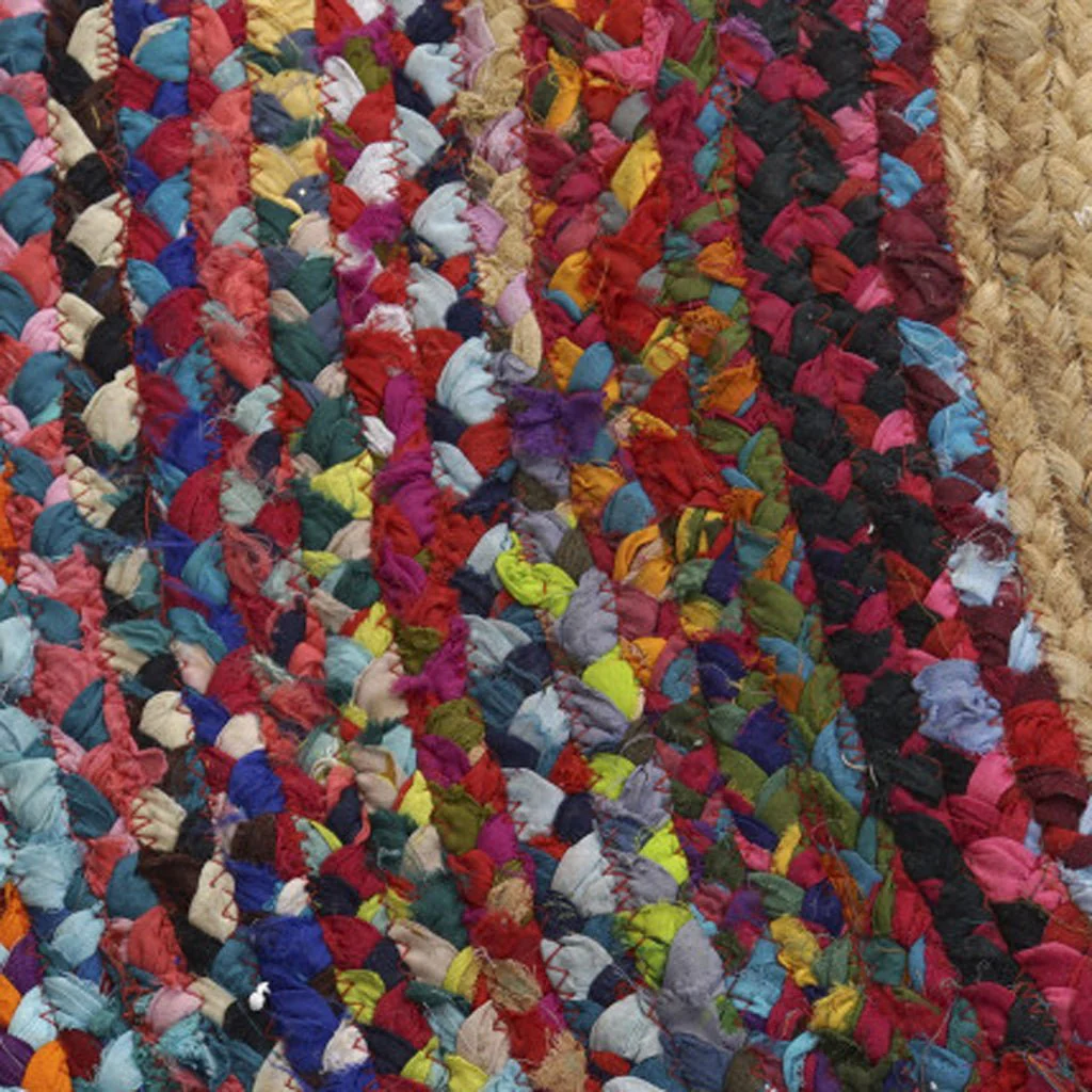 Tapete Redondo Círculos Coloridos em Algodão e Juta OAXACA