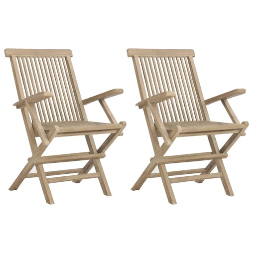 NNEVL Folding Garden Chairs 2 pcs Grey 56x61x89 cm Solid Wood Teak
