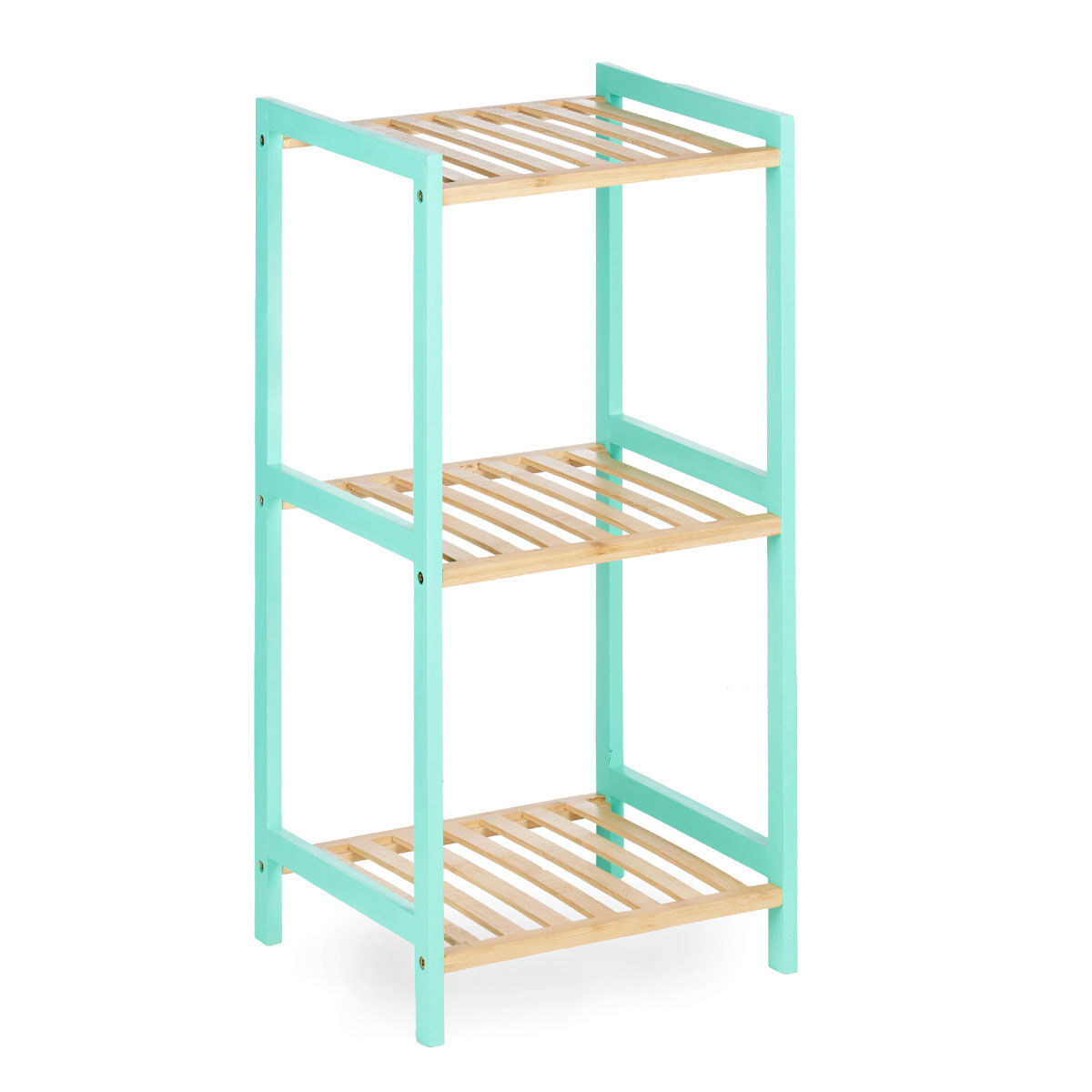 Estante com 3 prateleiras verde em bambu 70cm