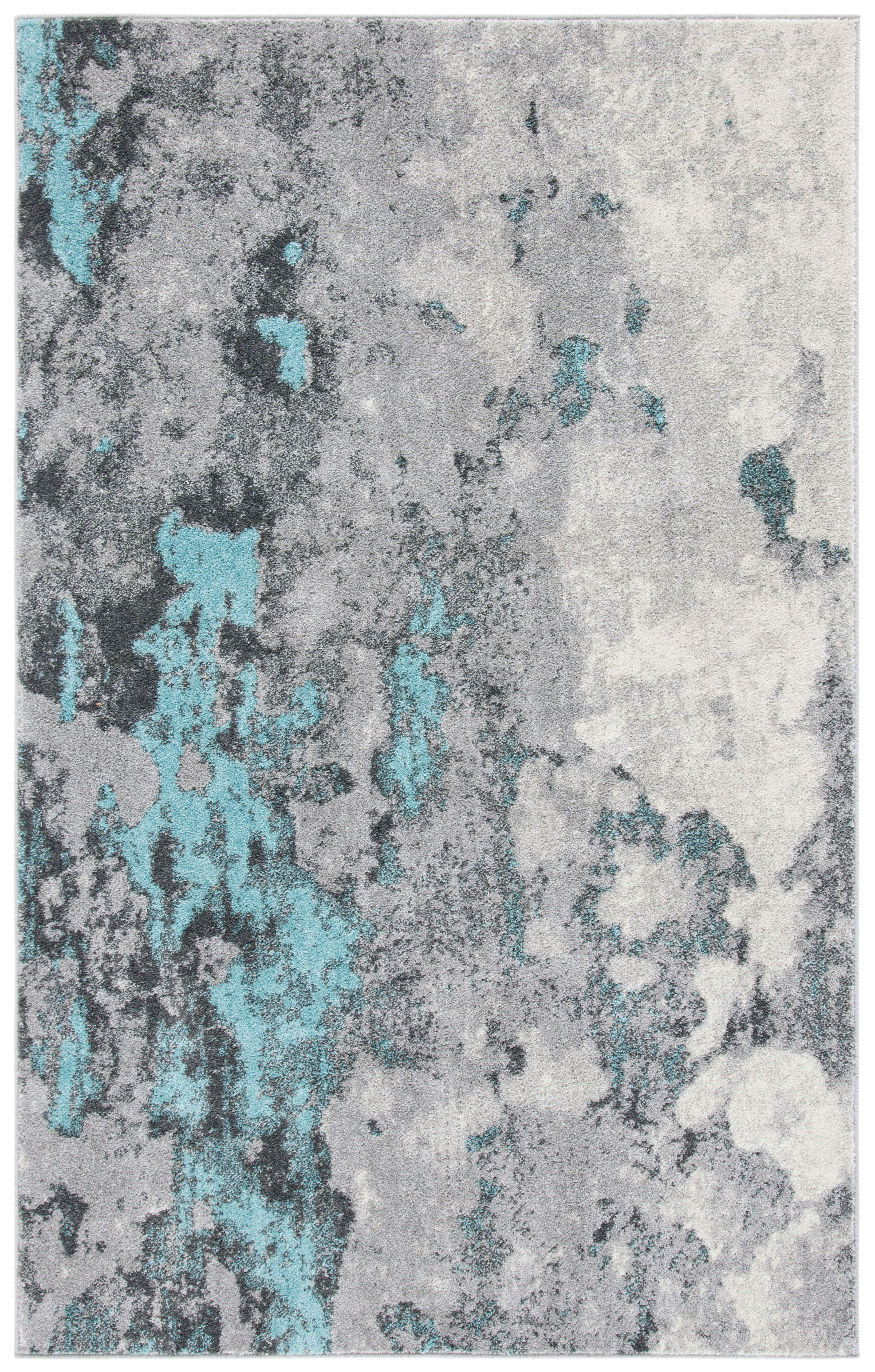ADIRONDACK - Tapis de salon interieur en turquoise & grey, 155 x 229 cm