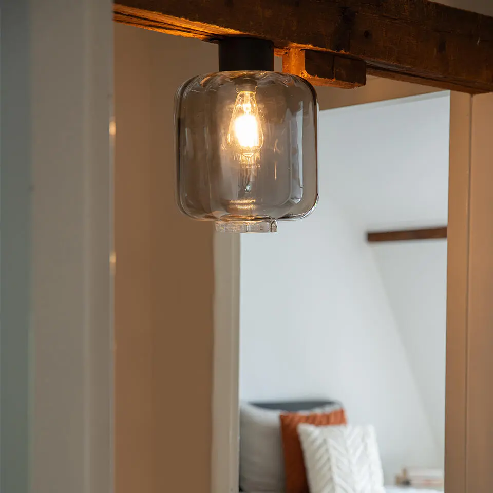 Qazqa plafondlamp qara zwart e27