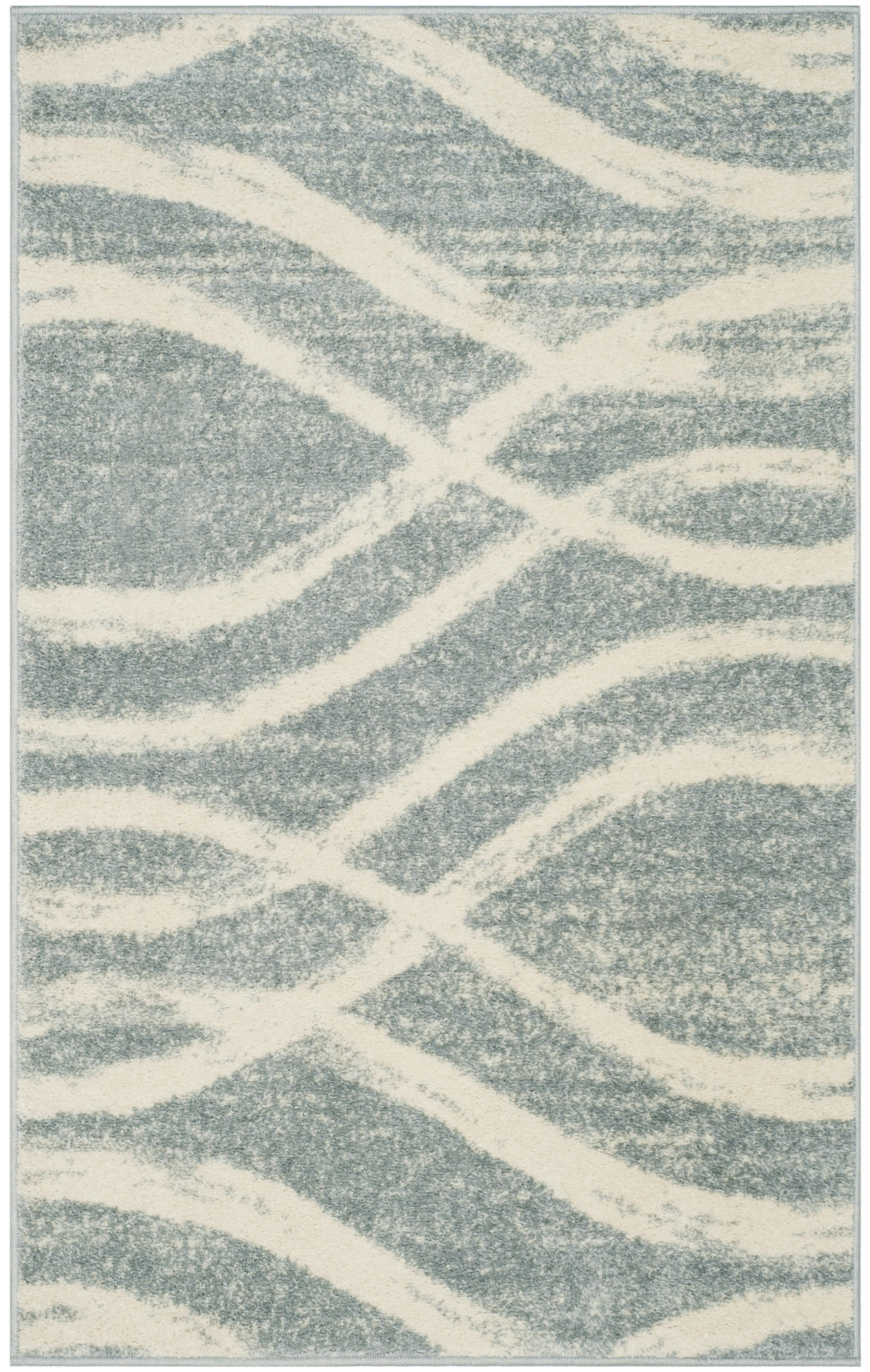 ADIRONDACK - Tapis de salon interieur en crème & gris ardoise, 91 x 152 cm