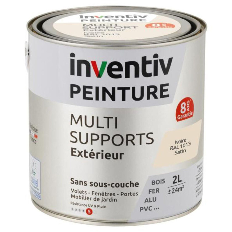 Peinture multi-supports blanc cassé satiné 2 L INVENTIV