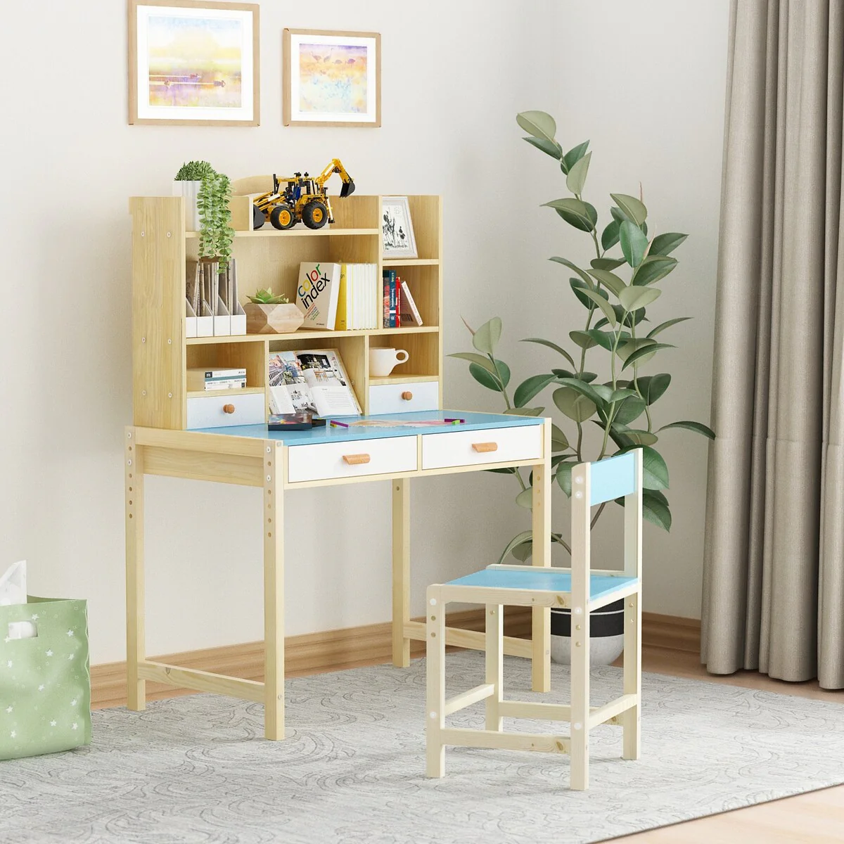 Solid Wood Kids Learning Writing Desk