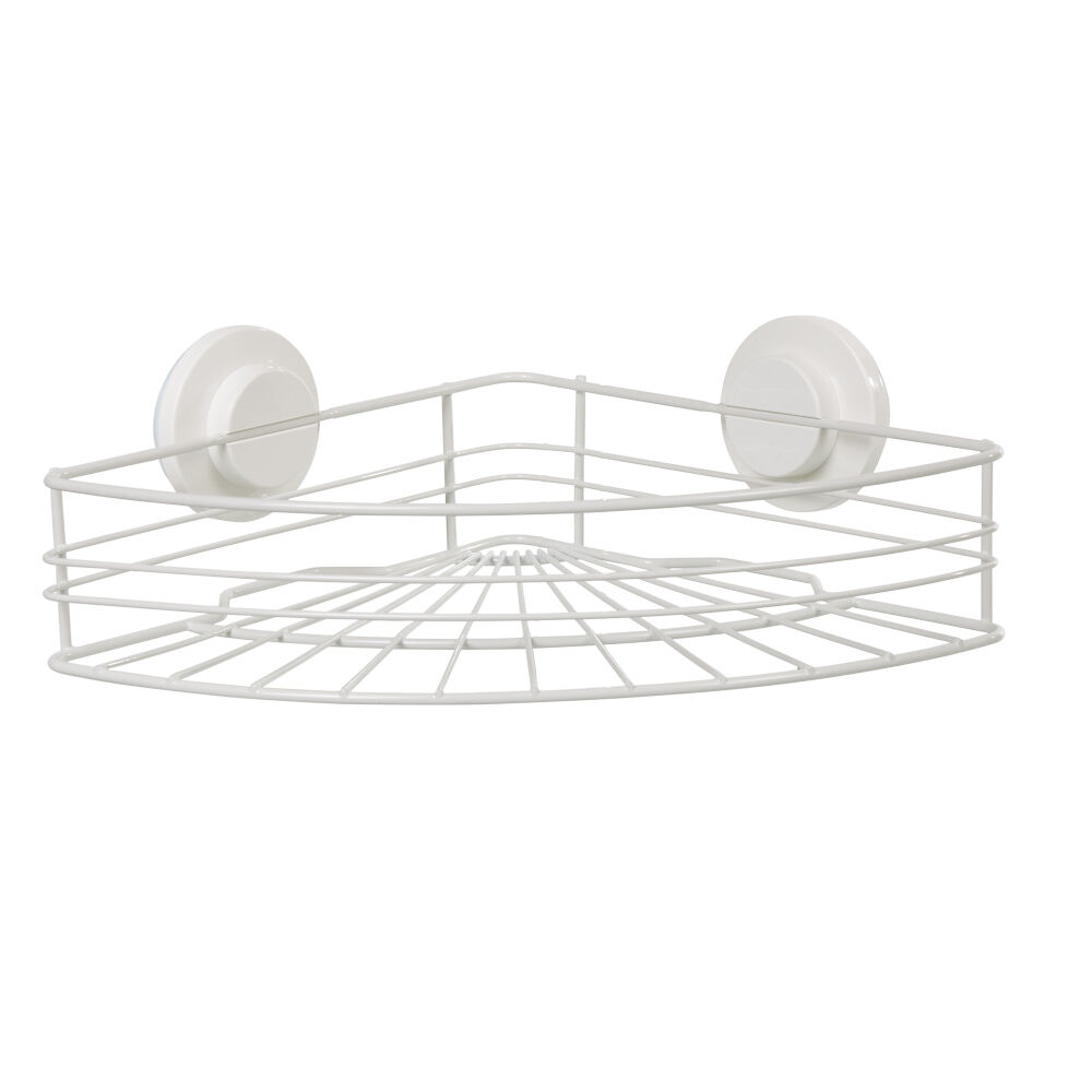 étagère de douche panier d'angle à ventouse blanc