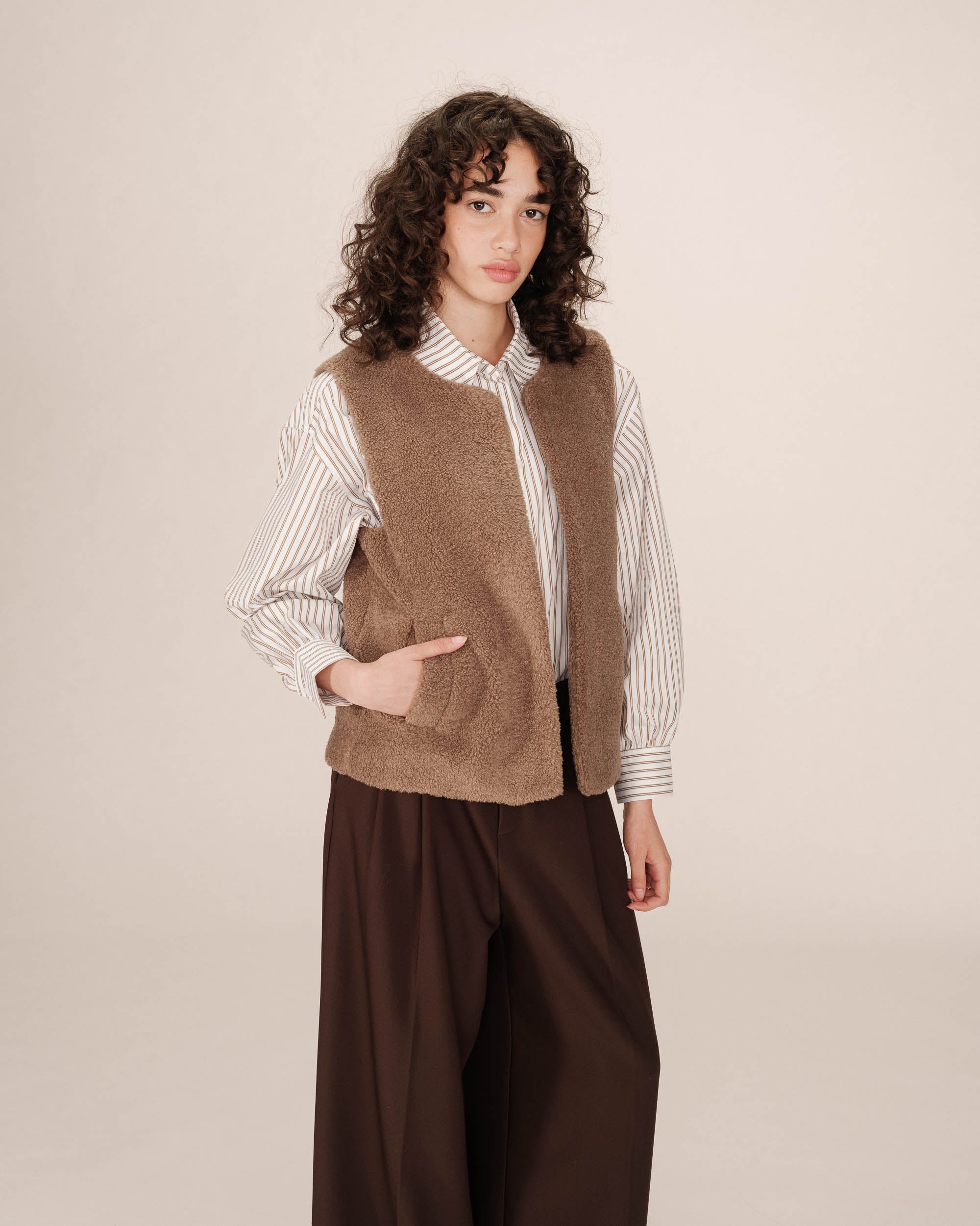 Veste en faux shearling taupe Sinatra