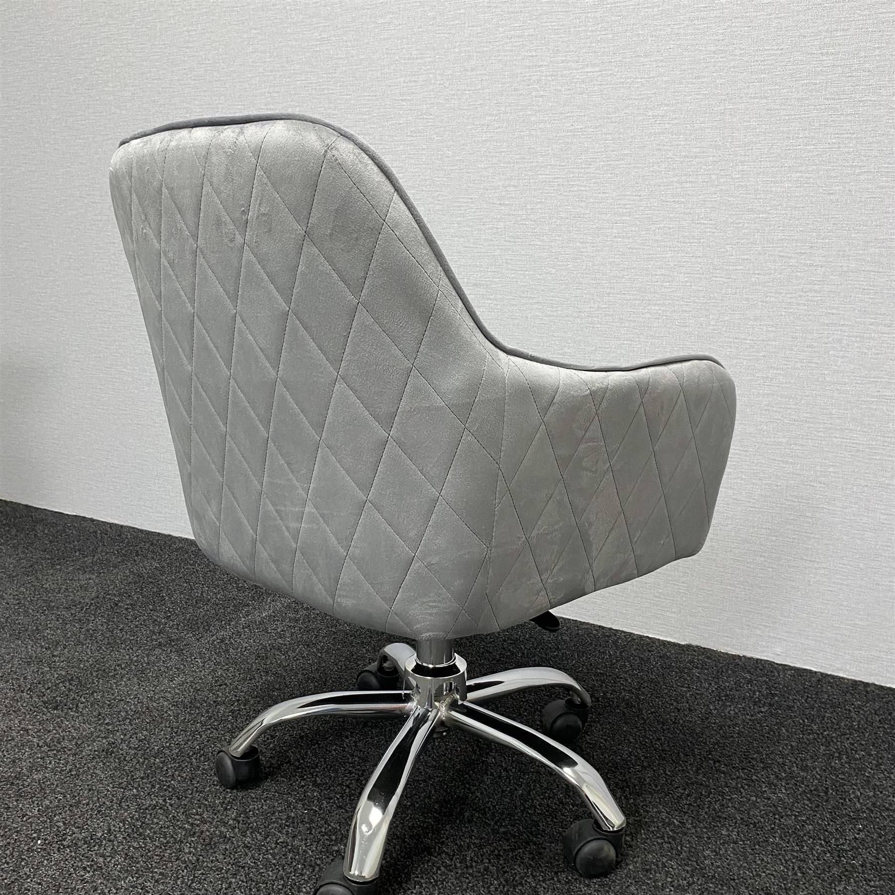 KOSY KOALA Office Chair grey velvet swivel with arms and wheels leisure home desk computer