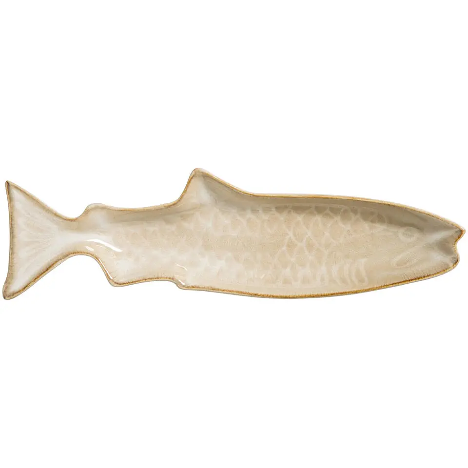 Serveerschaal Vis zandkleur stoneware - 29x7 cm