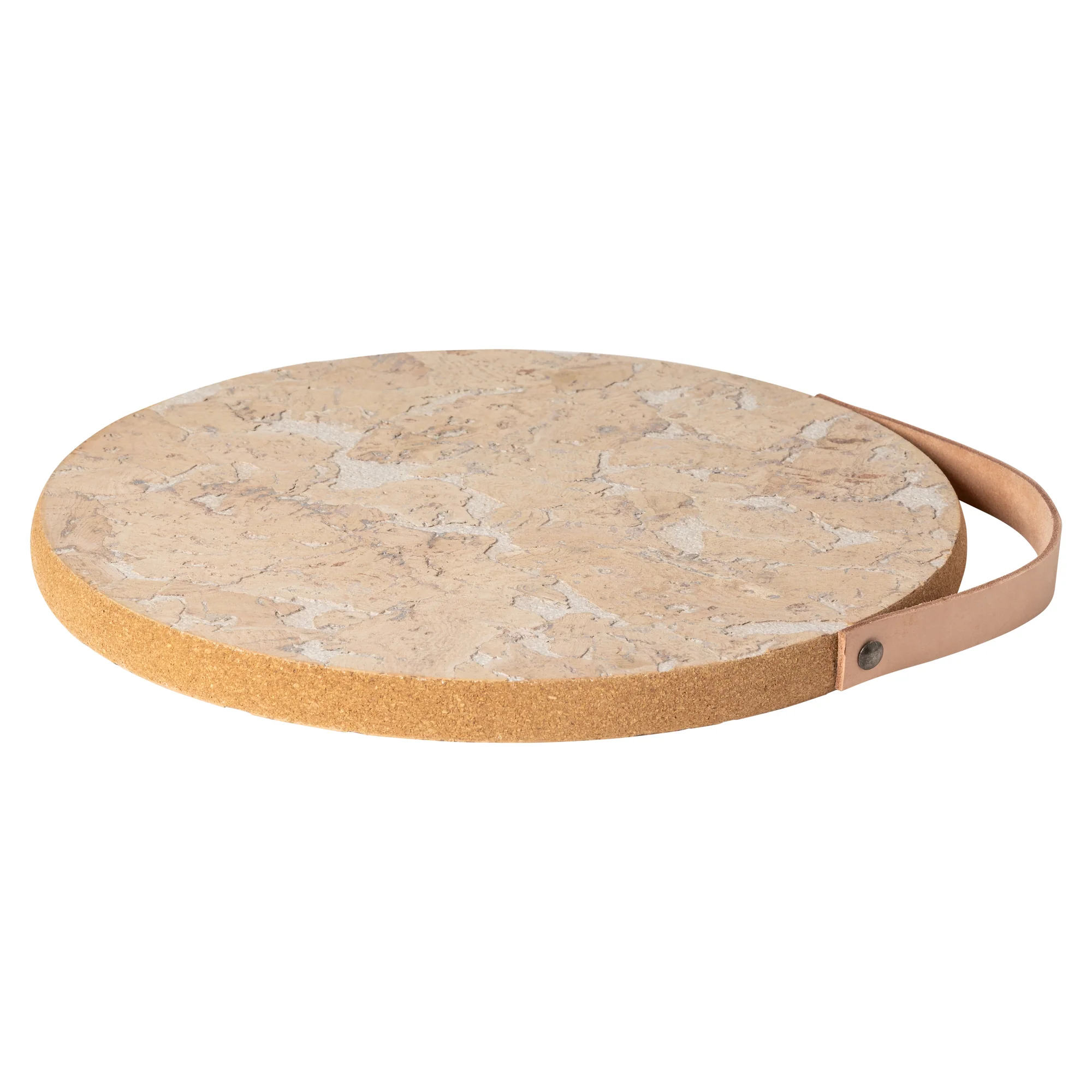 Large Cork Trivet with Leather Handle Cork