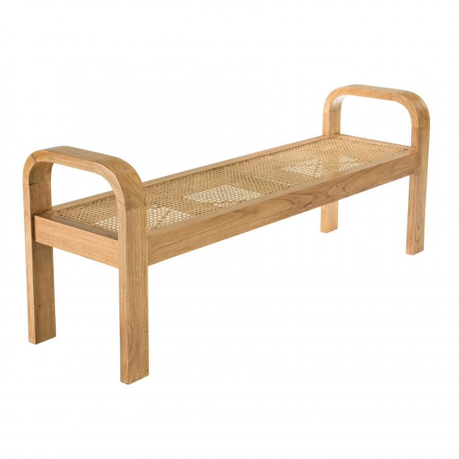 EDEN - Banc 2 places bois de mindi et rotin naturel