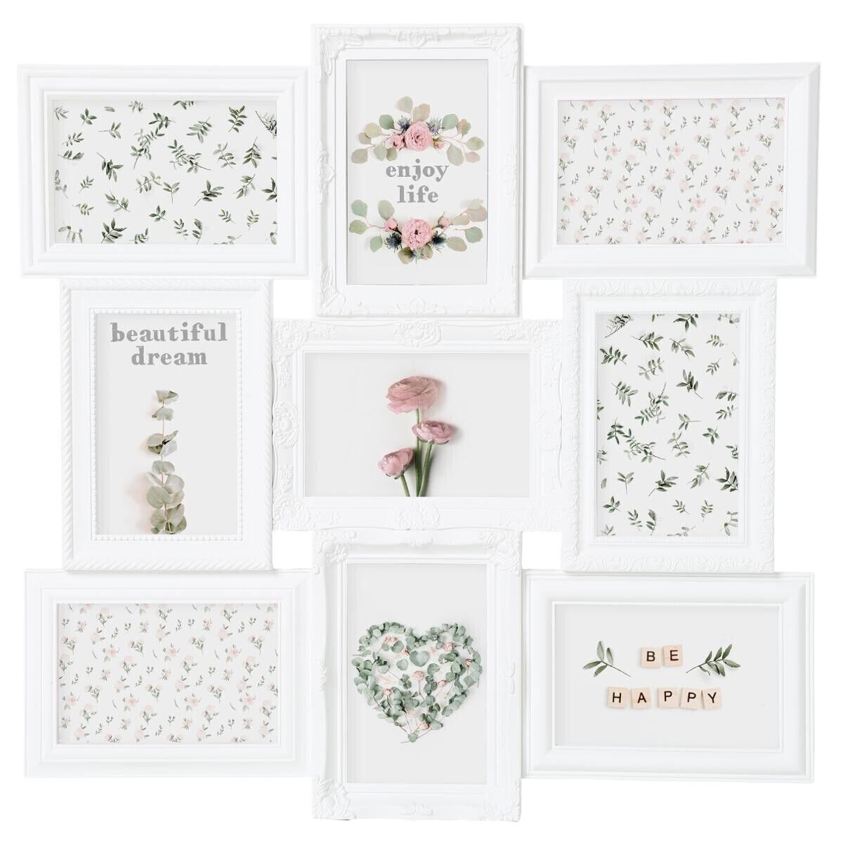 Multimoldura ROMANCE branca para 9 fotos