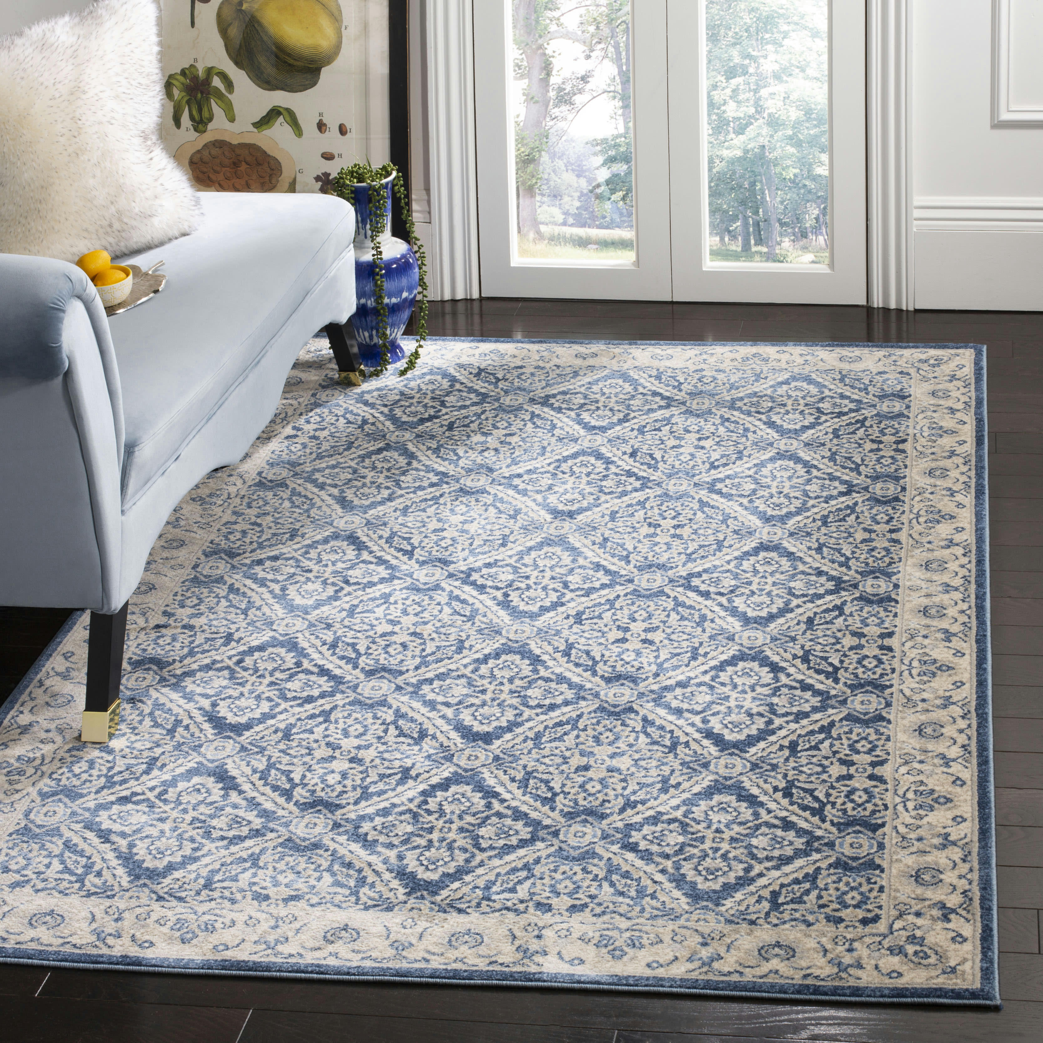 BRENTWOOD - Tapis de salon interieur en bleu marine & crème, 160 x 229 cm