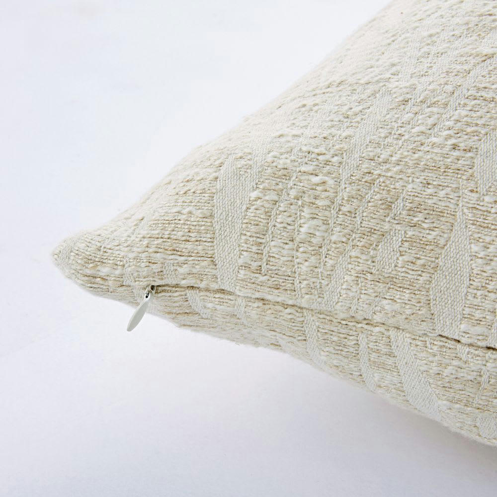 ADAIA - Coussin garni en jacquard beige et gris 45x45