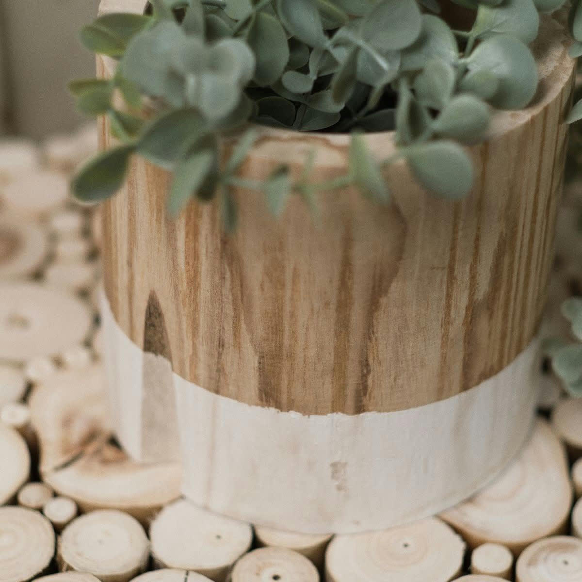 INDIES - Cache pot en bois beige