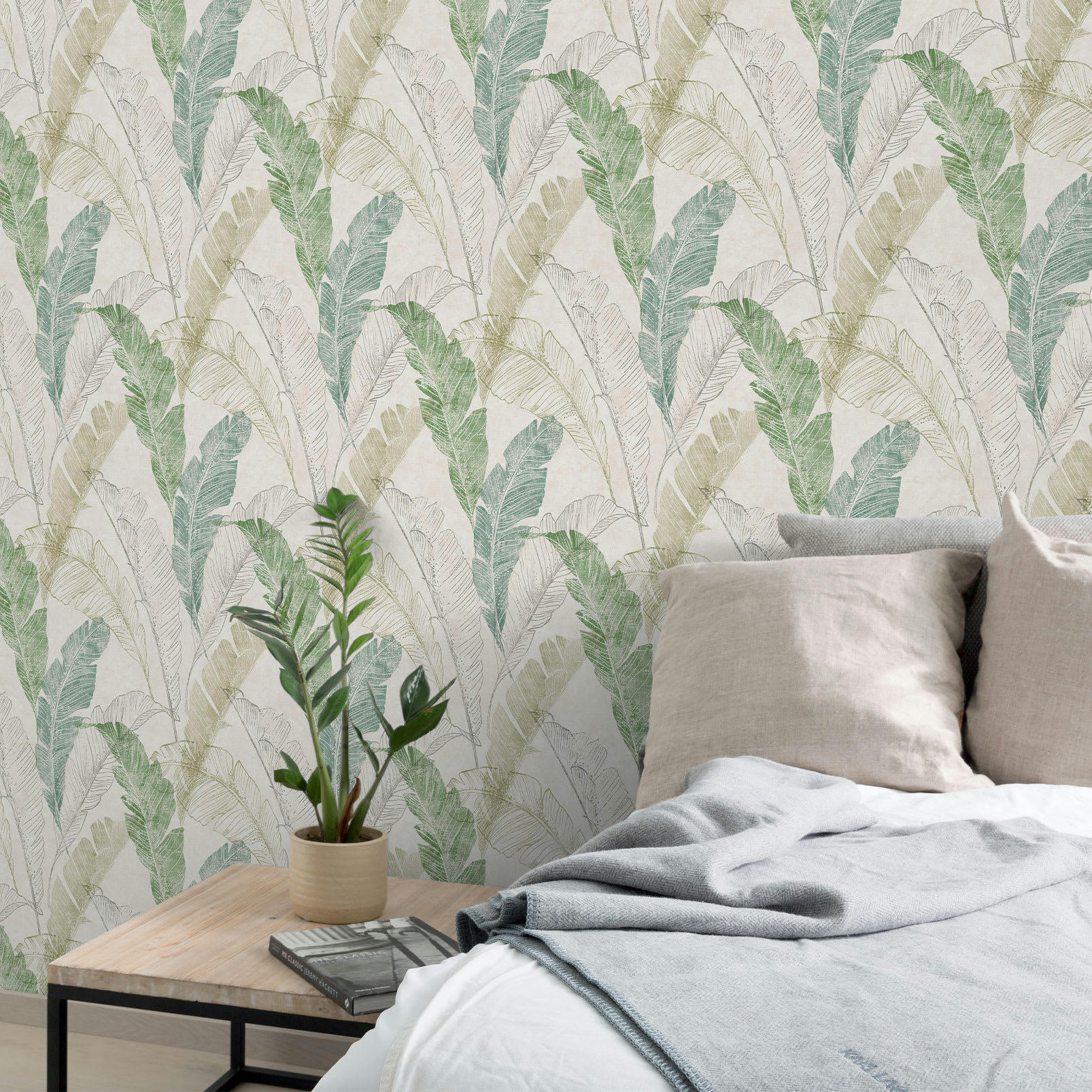 FEUILLES - Papier peint rouleau feuilles tropicales 53x1000cm