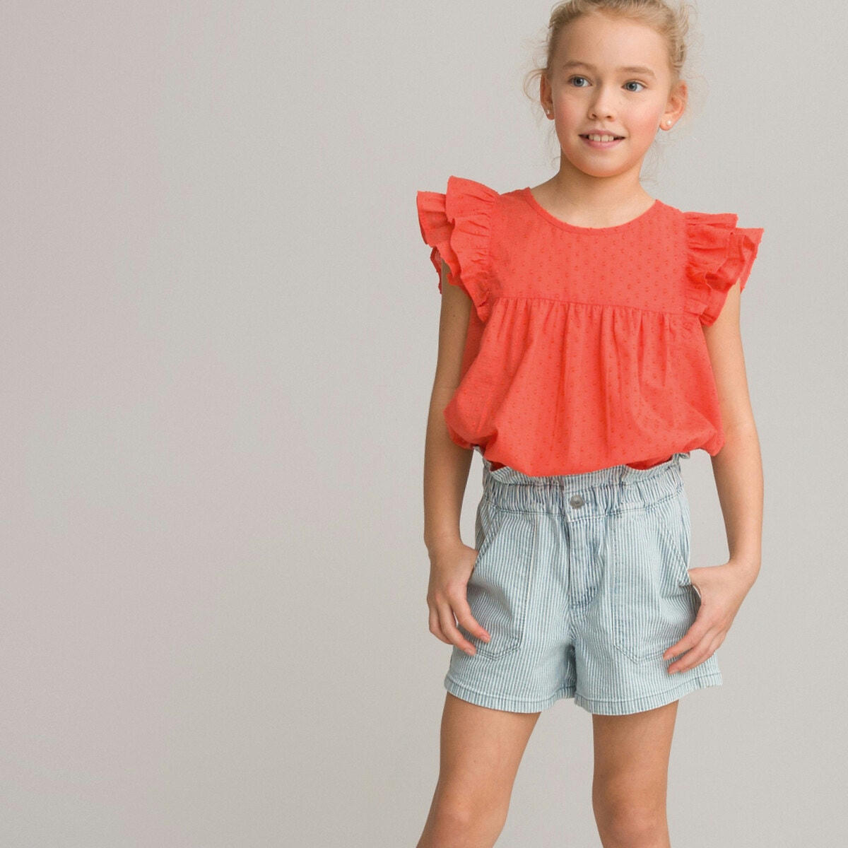 Blouse à volants en plumetis