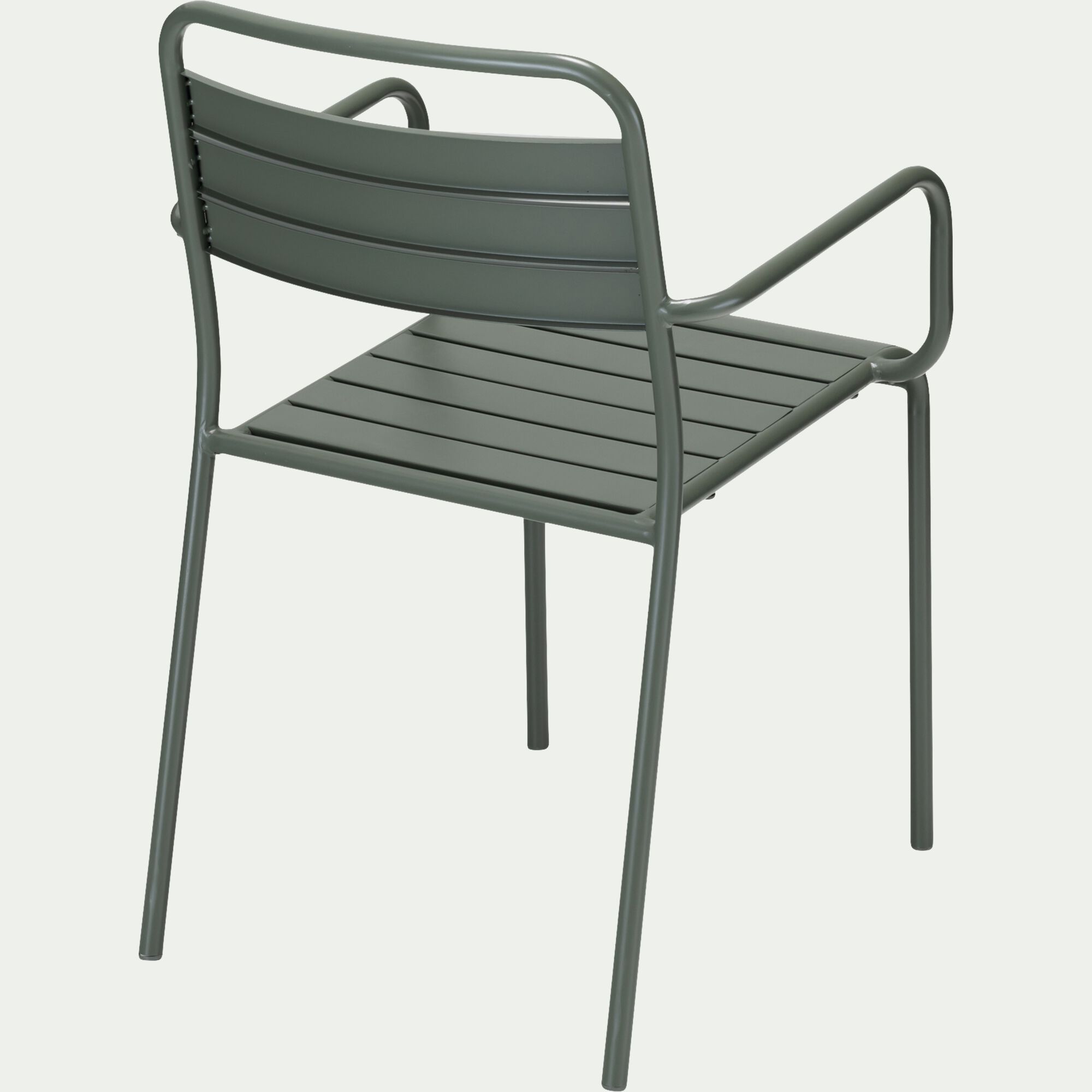 SOURIS - Chaise de jardin avec accoudoirs en acier - vert cèdre