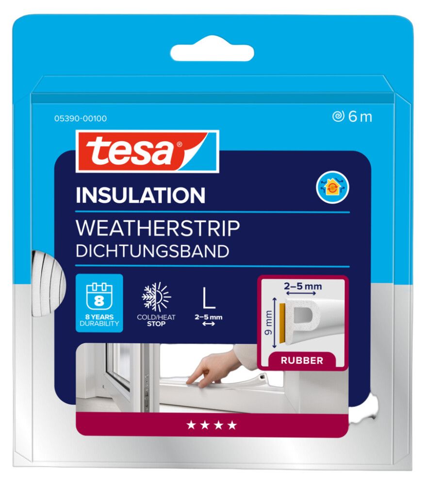 TETNINGSLIST TESA P-PROFIL HVIT 6X0,09M