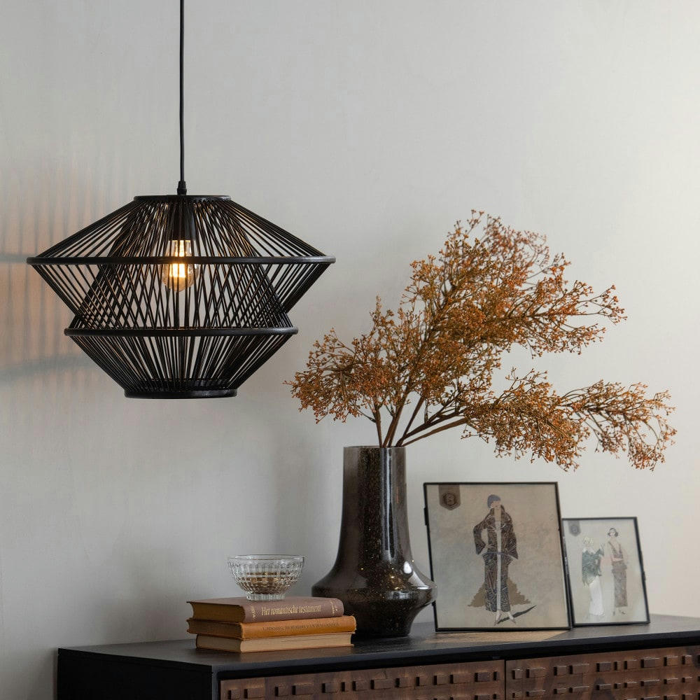 BAMBOO - Suspension en bambou D46cm noir